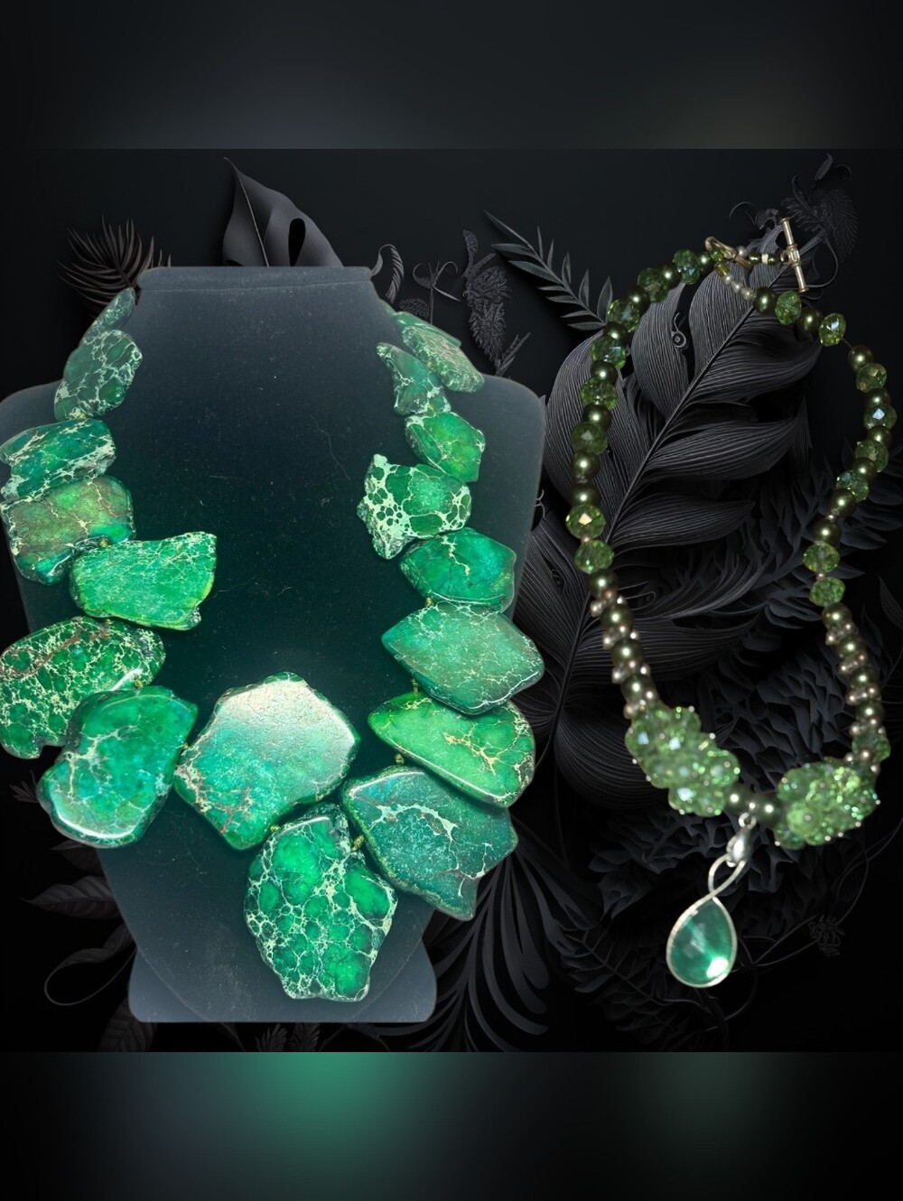 Green Statement Stone Necklace - 925 Lucas Lameth
